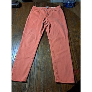 Missy 10R Vintage America Blues Peach Coral Denim Jeans Boho Skinny Ankle Pants